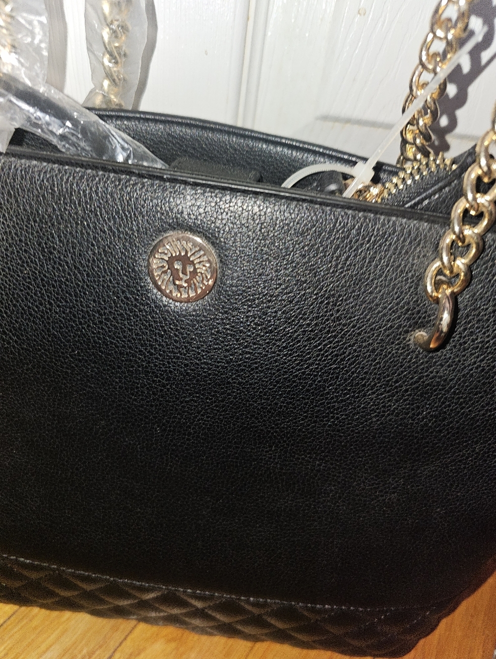 Anne Klein Black and Gold Quilted Tote - Picture 2 of 9